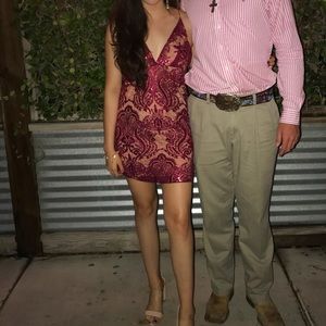 Red Lace and Sequins Dress